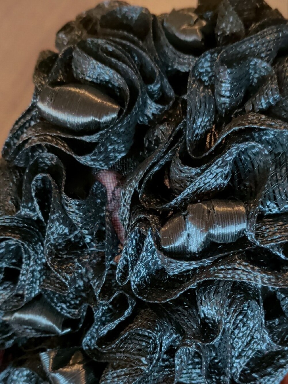 Vintage 60s Brianti Pillbox Hat Black Woven Straw & Ribbon Pink Bow Accent 20" - Picture 15 of 16